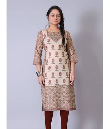 Hetsa Cotton Blend Printed Straight Women's Kurti - Pink ( Pack of 1 )