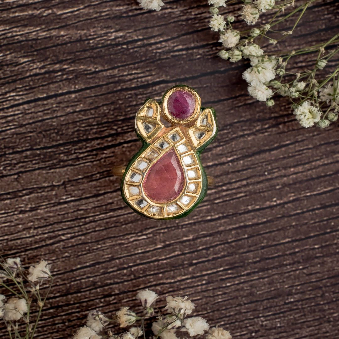 vivinia BY VIDHI MEHRA Saadgi Multi Multi Womens Kundan, Polki Ring - VR003