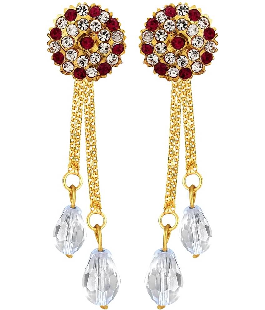 Vighnaharta Golden Drop Earrings ( Pack of 1 )