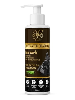 Activated Charcoal Face Wash with Aloe Vera and Tea Tree Oil/Natural Exfoliator/Anti Pollutant with Oil Balancing Formulae/