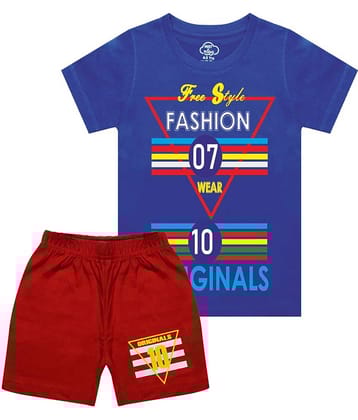 MIST N FOGG Pack of 1 Boys Cotton Blend T-Shirt & Shorts Set ( Red )