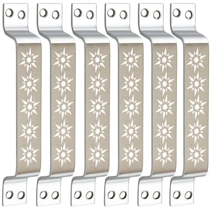 S-GUARD Stainless Steel Door & Cabinet Handles, Knobs Handles-Size-6 Inch-6 Pcs-Laser Printed Design-SSL38