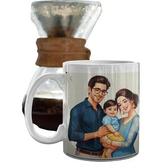 Happy Family Ceramic Mug - Vibrant Printed Illustration Gift