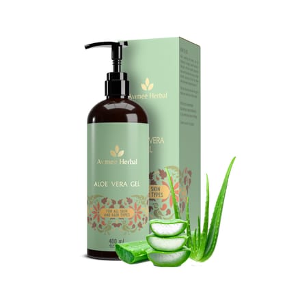 Avimee Herbal Pure Aloe Vera Gel for Skin and Hair - 400 ml | Hydrates, Moisturizes & Soothes Irritated Skin | Vitamin E & Natural Emollients Avimee Herbal Pure Aloe Vera Gel for Skin and Hair - 400 ml | Hydrates, Moisturizes & Soothes Irritated Skin | V