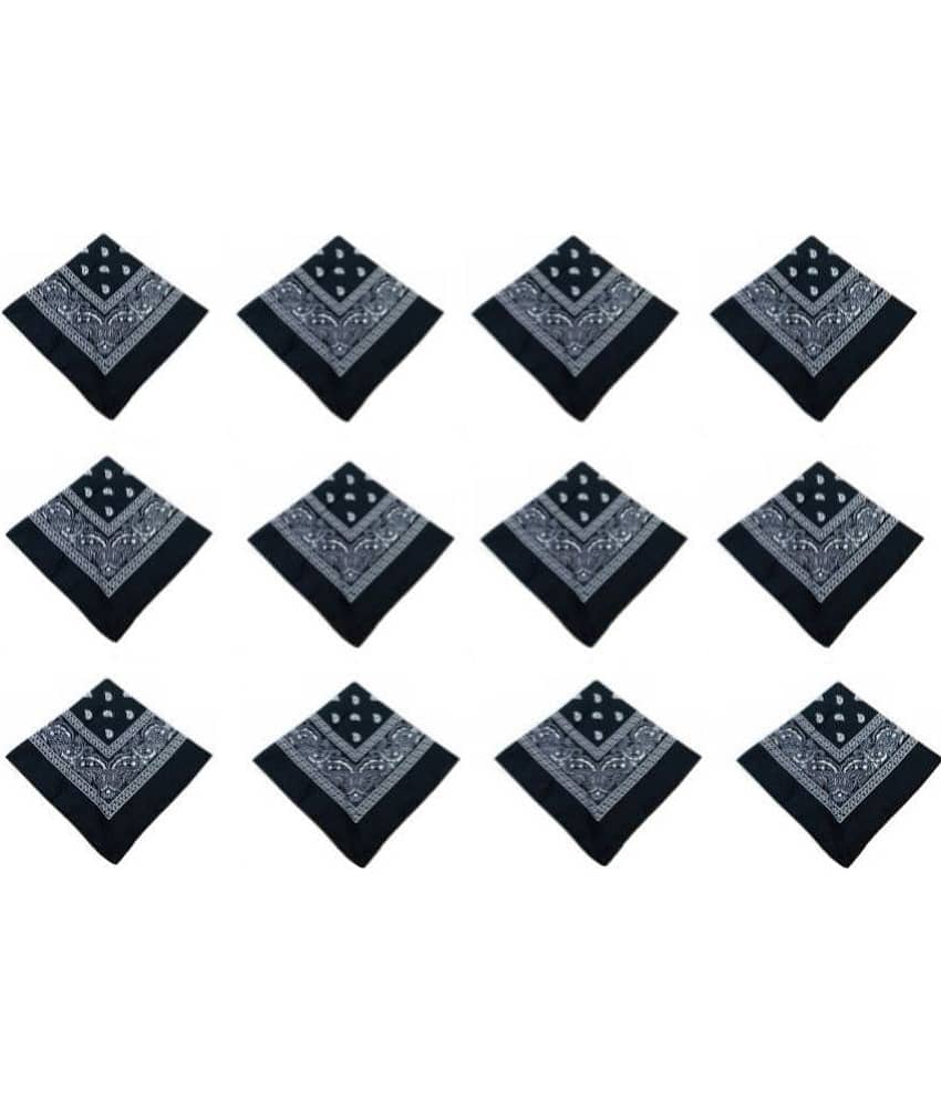 Zacharias - Black Cotton Men's Handkerchief ( Pack of 12 )