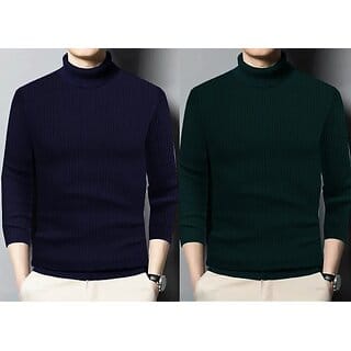 Fashlook Solid Multicolor Full Sleeve Sweaters For Mens (Pack of 2)