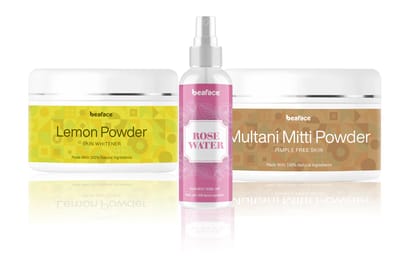 Lemon-powder-rosewater-multani-mitti-glow-brighten-remove-dead-cells-dark-circle-sunburn