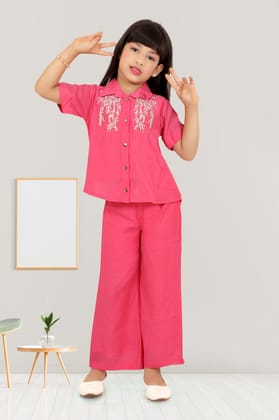 Girl's Party Wear Co-Ord Set [GCS-7742] (4-12Years)-1-2Y (Size - 18) / Imported / Hot Pink