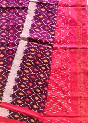 Pochampally Ikkat Mercerised Cotton Saree in Violet with Diamond Patterns