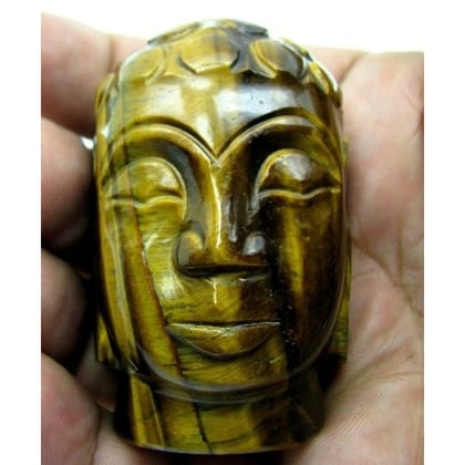 680Ct Natural Tiger Eye Carved Lord Buddha Sculpture Art Work Statue