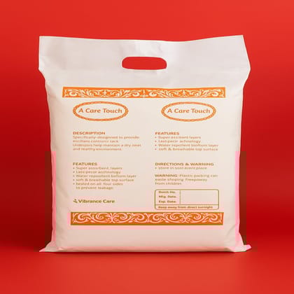 A Care Touch Disposable Pull Up Pants, Super Absorbent, Unisex, 10 Pieces, with Side Barrier (Pack of 1 L-XL Pull Up Pants & 1 underpad)