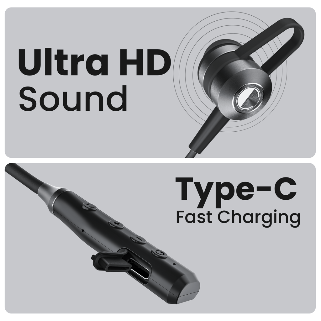 Cellecor BT-4 Wireless Waterproof Neckband with 25 Hrs playtime Headphone Bluetooth - Black