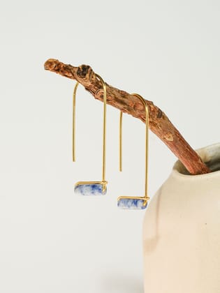 Lapis - Gemstone Drop 18k Gold Plated Earring