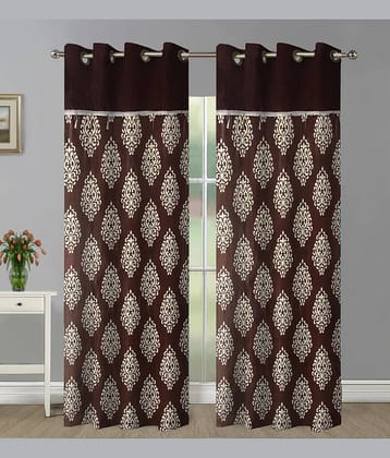 Home Candy Set of 2 Door Semi-Transparent Eyelet Polyester Brown Curtains ( 213 x 120 cm )