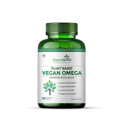 Simply Herbal Omega 3-6-9 – Vegan Flaxseed & DHA for Heart, Brain & Joint Health – 60 Capsules