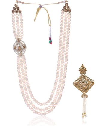 Dulha groom sherwani Necklace/Moti Mala for Men for wedding | Groom Mala and Brooch Set