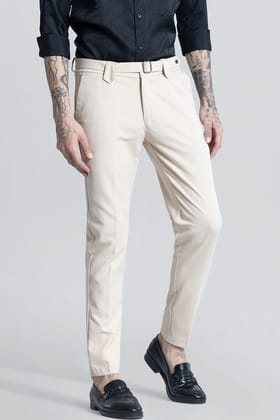 Flex Fit Cream Formal Trouser-34