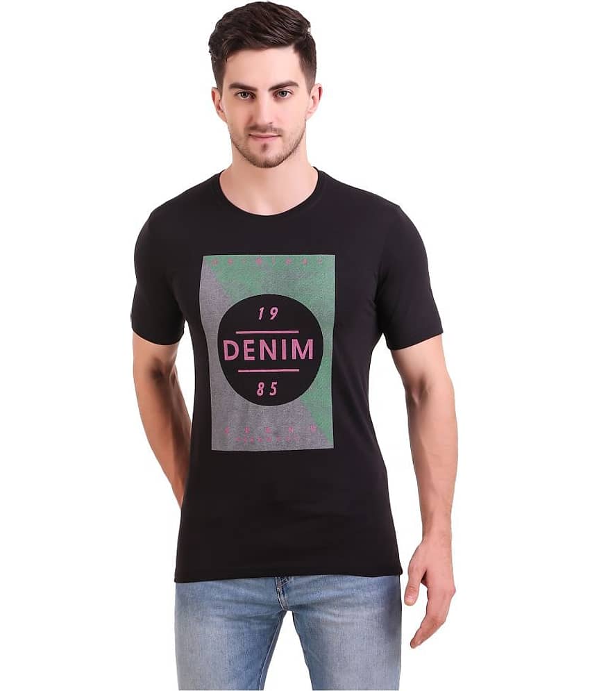 Bravezi Pack of 1 Cotton Blend Slim Fit Men's T-Shirt ( Black )