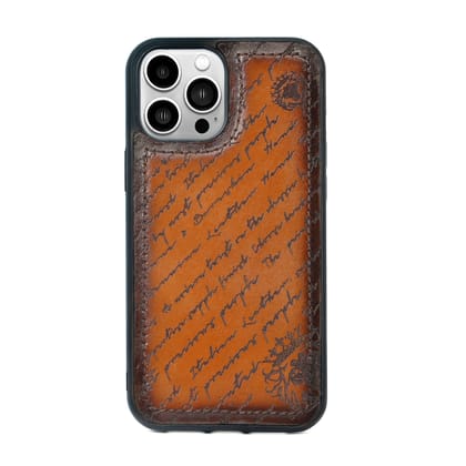 Tan Darker Scritto Laser Apple iPhone 13 Series Leather Mobile Cover by Brune & Bareskin-15
