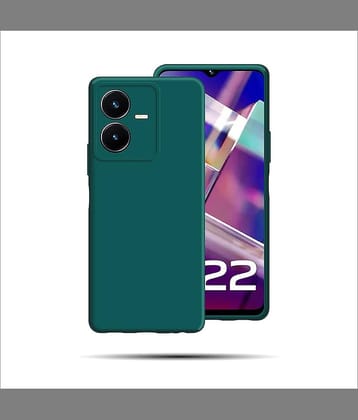 Case Vault Covers - Black Silicon Plain Cases Compatible For Vivo Y22 ( Pack of 1 )