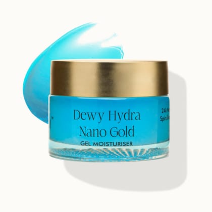 VEDICDERM Nano Gold Dewy Hydra Gel Moisturizer SPF 45 PA++++ | Matte Finish & Oil-Free Hydration | With Olive Squalane, Aloe Vera & Vitamin E | Refreshing, Lightweight, Non-Greasy Formula for Oily Skin | 50g
