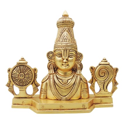 Handcrafted Brass Tirupati Balaji Idol | Hindu God Murti, Height : 8.5 Inch (BSMAS1420 B)