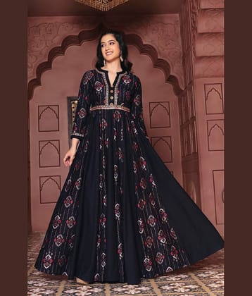 Madhuram Textiles Women's Silk Blend Stitched Anarkali Ethnic Gown