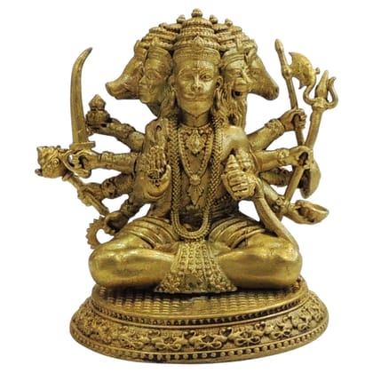 Brass Panchmukhi Hanuman Idol | Five Face Hanuman Statue, Height : 2.7 Inch (BSMAS1736 B)