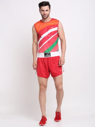 Invincible Men's Sublimation Wushu Set-Indian Red / S