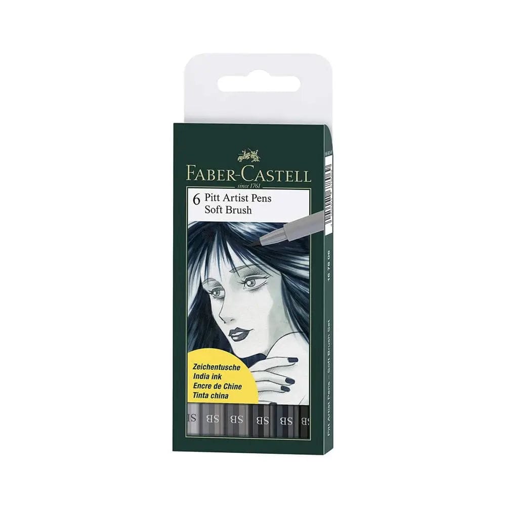 Faber Castell Pitt Artist Brush Pens Soft Brush Set Of 6