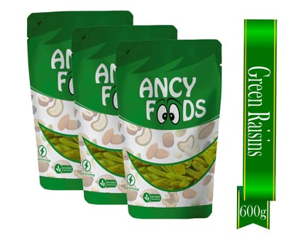 Ancy Kishmish (Green Raisins) 600 Grams (200gm X 3) - Hari Darakh | Green Raisns Nutrient-Rich Superfood for Energy |Hari Kishmish Rich Source of Potassium & Dietry Fiber – This seedless Kish