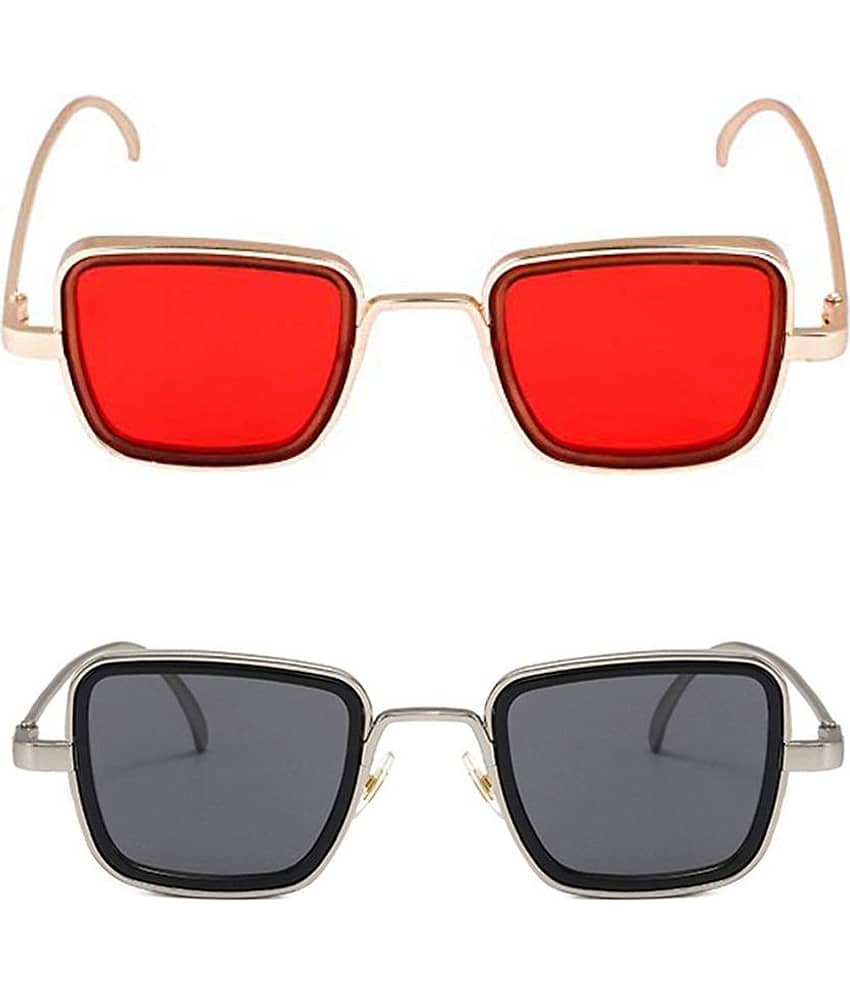 Kanny Devis - Gold Rectangular Sunglasses ( Pack of 2 )