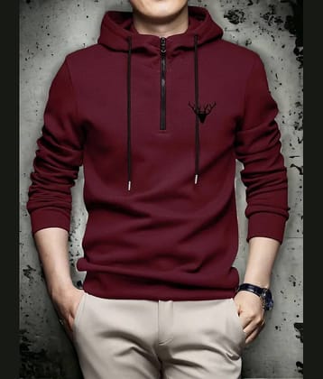 INDICLUB Cotton Blend Hooded Men's Sweatshirt - Maroon ( Pack of 1 )