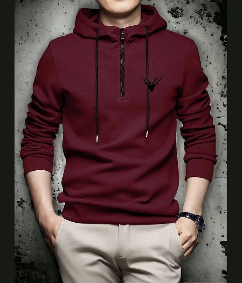INDICLUB Cotton Blend Hooded Men's Sweatshirt - Maroon ( Pack of 1 )