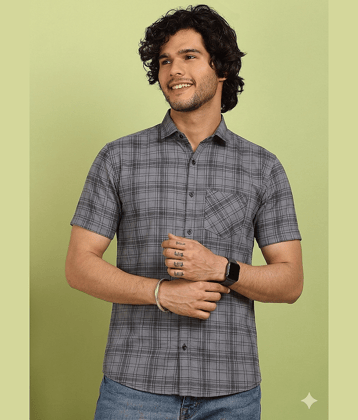 allan peter 100% Cotton Regular Fit Checks Half Sleeves Men's Casual Shirt - Multicolor ( Pack of 1 )