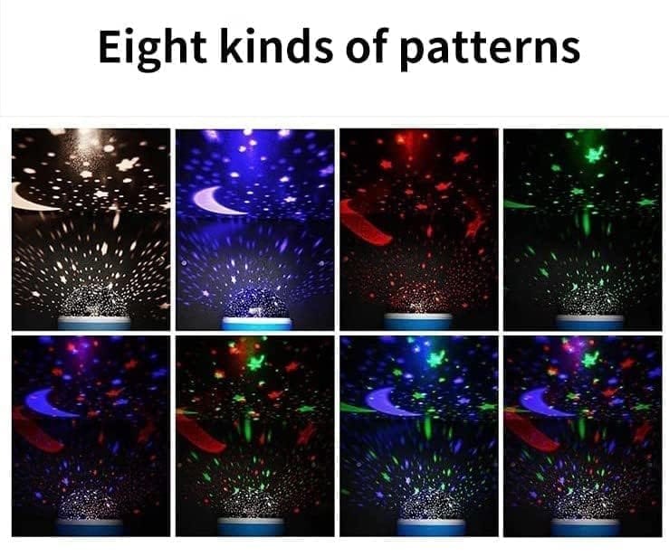 Denzcart Star Master Night Light Projector, USB Cable Included - Ideal for Kids Room, Baby-Safe Plastic, 8 Modes, Moon and Stars Romantic Projector (Multi Color, Pack of 1)