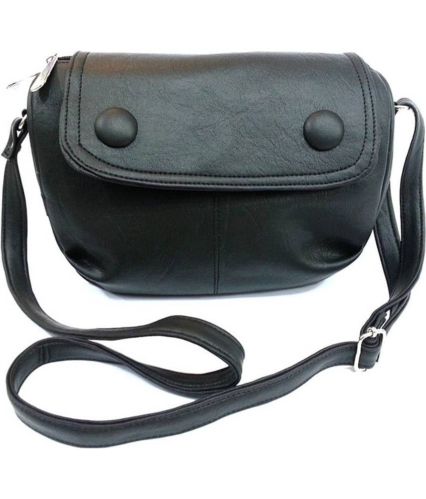 Leather Land Sling Bag Faux Leather Set of 1 ( Black )