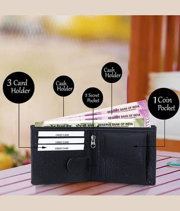 Dezire Crafts PU Embellished Men's Regular Wallet With 9 Slots For Card ( Black , Pack of 1 )