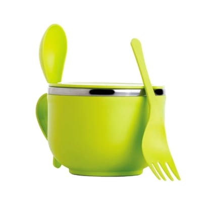 Stainless Steel Insulated Maggi Bowl Set with Tray, Spoon & Fork | Leakproof Food Container | Portable Lunch Bowl for Noodles, Soup & Snacks | Unbreakable, BPA Free (Green) Stainless Steel Insulated Maggi Bowl Set with Tray, Spoon & Fork | Leakproof Food Container | Portable Lunch Bowl for Noodles, Soup & Snacks | Unbreakable, BPA Free (Green)