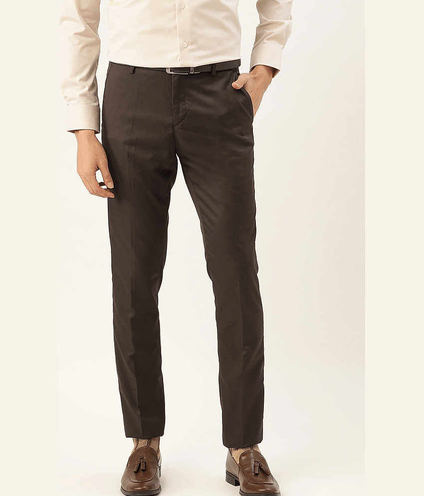 Haul Chic - Brown Polycotton Slim - Fit Men's Formal Pants ( Pack of 1 )