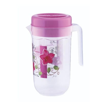 JUG Floral Design Plastic Water Jug with lid 2LTR