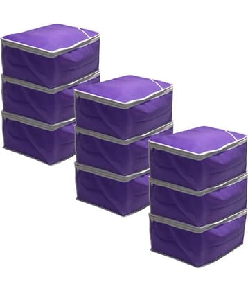PrettyKrafts Saree Cover Set of 9 Large/Wardrobe Organiser/Clothes Bag_Purple