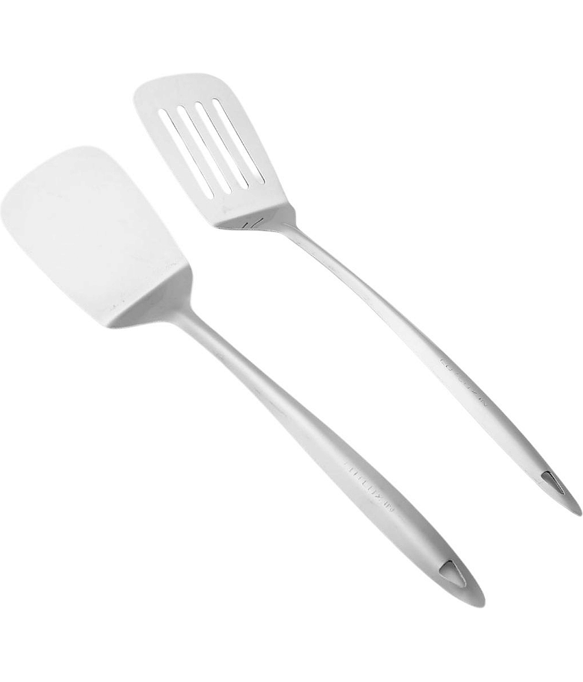 Cutlux Silver Steel Flipper Spatula ( Pack of 2 )
