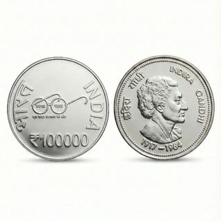 1 Lakh Rupees 1917-1984 Indira Gandhi Silver-plated Fantasy Coin Silver Edition