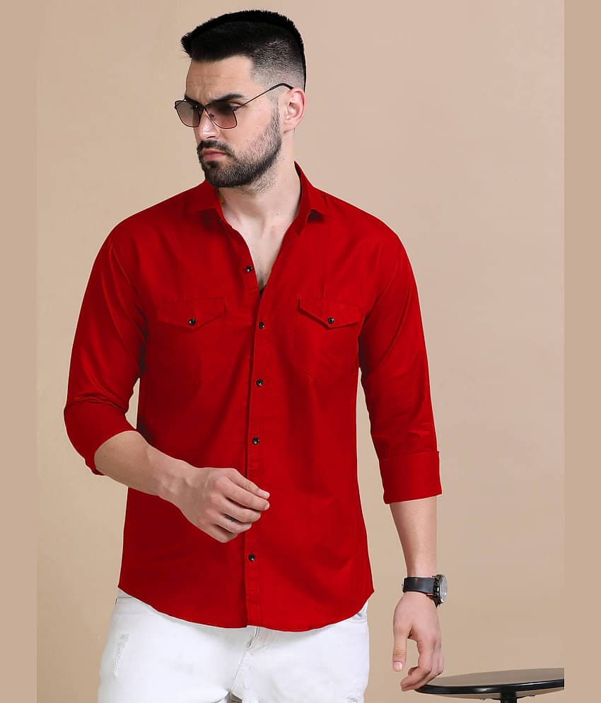 Qlonz store Cotton Blend Regular Fit Solids Full Sleeves Men's Casual Shirt - White ( Pack of 1 )