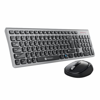 Portronics Key7 Combo Wireless Keyboard & Mouse Set with 2.4 GHz USB Receiver - Black & Grey