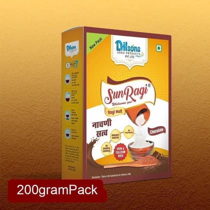 Sunragi Chocolate Ragi Malt (200g) | Calcium & Fiber Rich | Healthy Chocolate Malt Drink