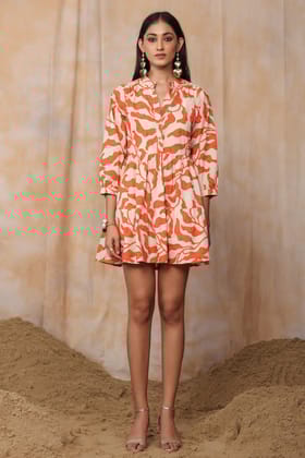 COTTON SHORT DRESS-FLORA-S
