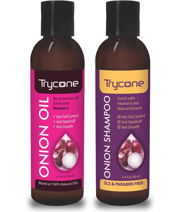 Trycone Onion Hair Oil and Onion Shampoo combo for Hair Fall & Dandruff Control - Pack of 2 Products
