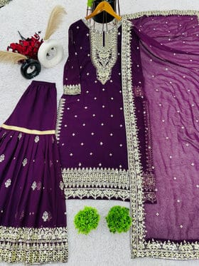 Designer Look Top-Dupatta And Bottom With Heavy Embroidery Sequence Work